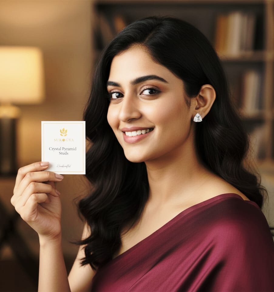 Surogya | Dazzling Crystal Pyramid Studs - Handcrafted Sterling Silver