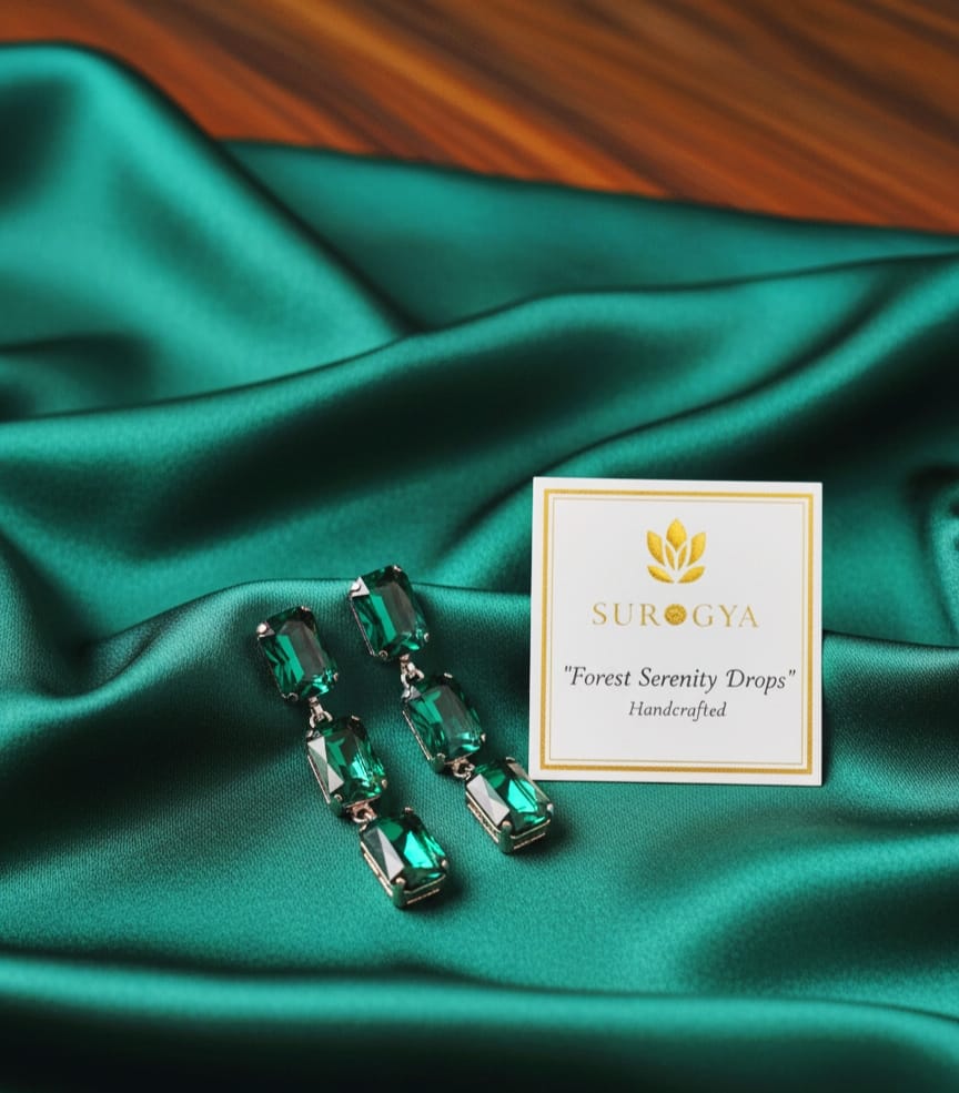 Forest Serenity Drops Emerald Green Dangler Earrings