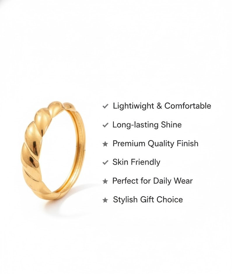 Surogya Anti-Tarnish Gold-Plated Twisted Ring | Chunky Rope Band for Women | Stacking Jewelry