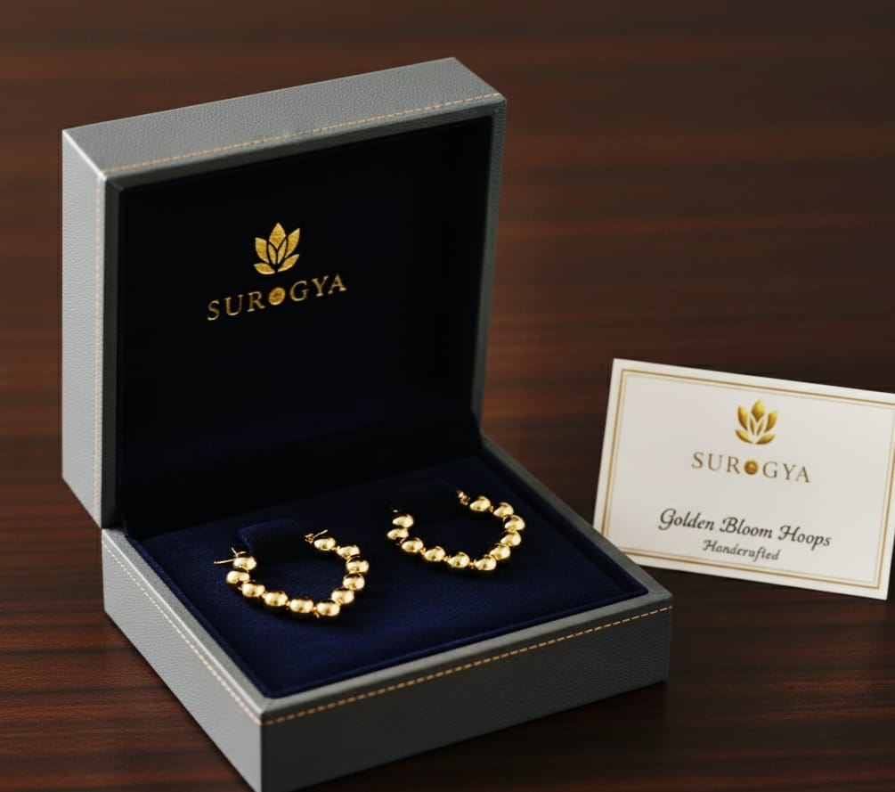 Golden Bloom Beaded Hoop Earrings