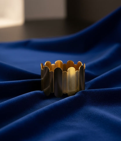 Surogya Wide Gold Cuff Bracelet for Women - Modern Statement Geometric Design
