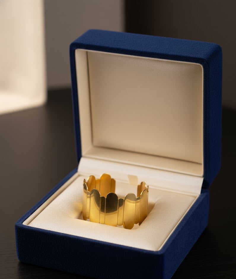 Surogya Wide Gold Cuff Bracelet for Women - Modern Statement Geometric Design