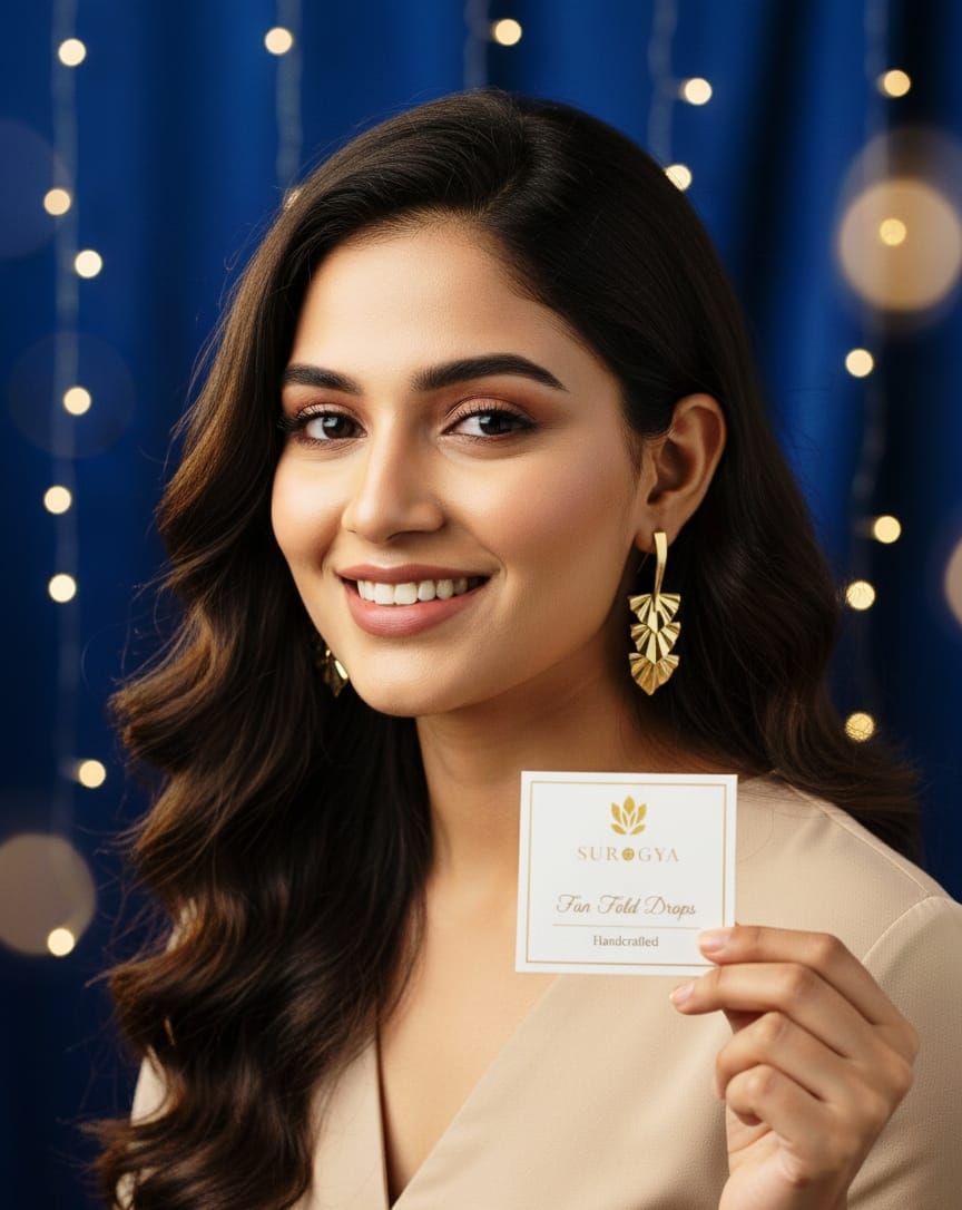 Elegant Fan Fold Drop Earrings - Handcrafted Minimalist Jewellery by SURGYA