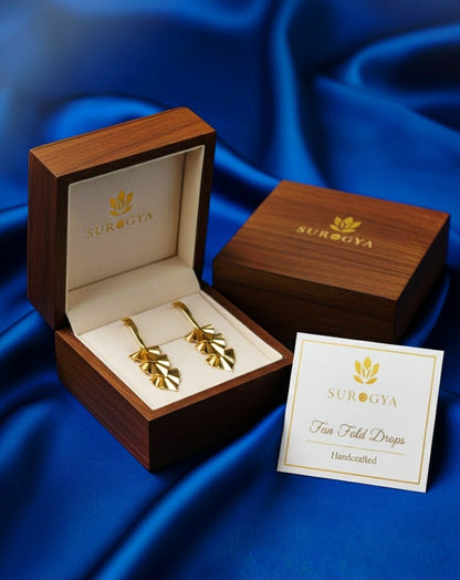 Elegant Fan Fold Drop Earrings - Handcrafted Minimalist Jewellery by SURGYA