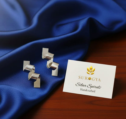 Surogya Handcrafted Silver Spirals Stud Earrings