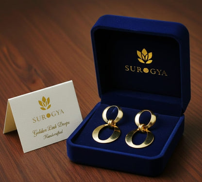 SUROGYA Golden Link Drops - Handcrafted Hoop Earrings