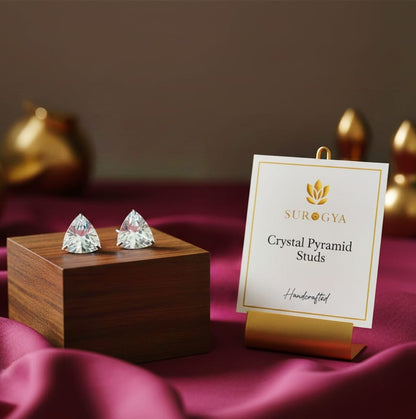 Surogya | Dazzling Crystal Pyramid Studs - Handcrafted Sterling Silver