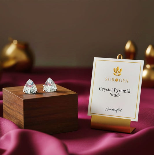 Surogya | Dazzling Crystal Pyramid Studs - Handcrafted Sterling Silver