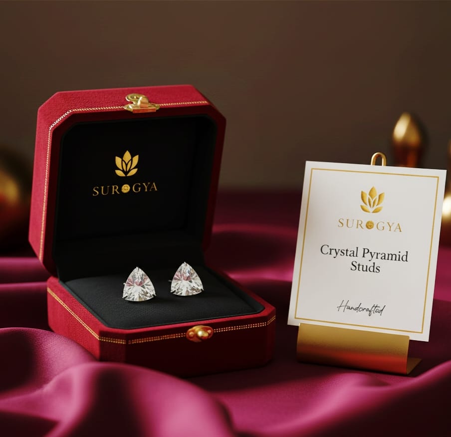 Surogya | Dazzling Crystal Pyramid Studs - Handcrafted Sterling Silver