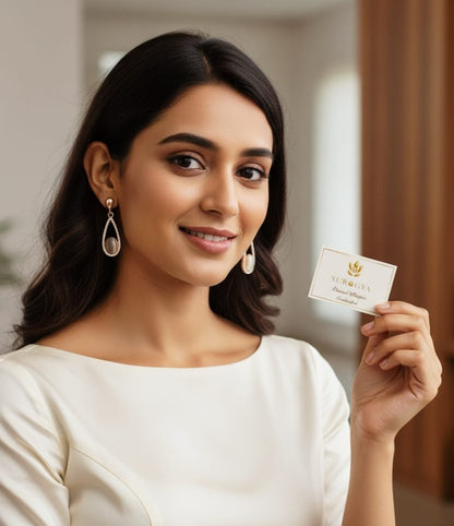 Elegant Rose Gold Plated Teardrop Earrings with Cat's Eye Stone and Cubic Zirconia - Eternal Whisper by SUROGYA