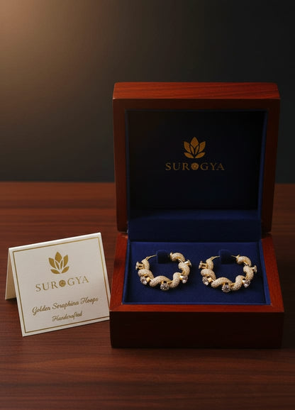 Golden Seraphina Handcrafted Zircon Hoop Earrings