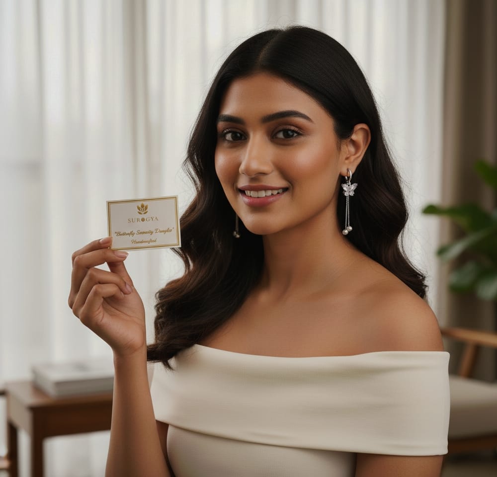 Handcrafted "Butterfly Serenity Dangles" Drop Earrings - Cubic Zirconia & Sterling Silver