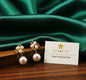 SURGYA Elegant Gold-Toned Pearl & Crystal Drop Earrings