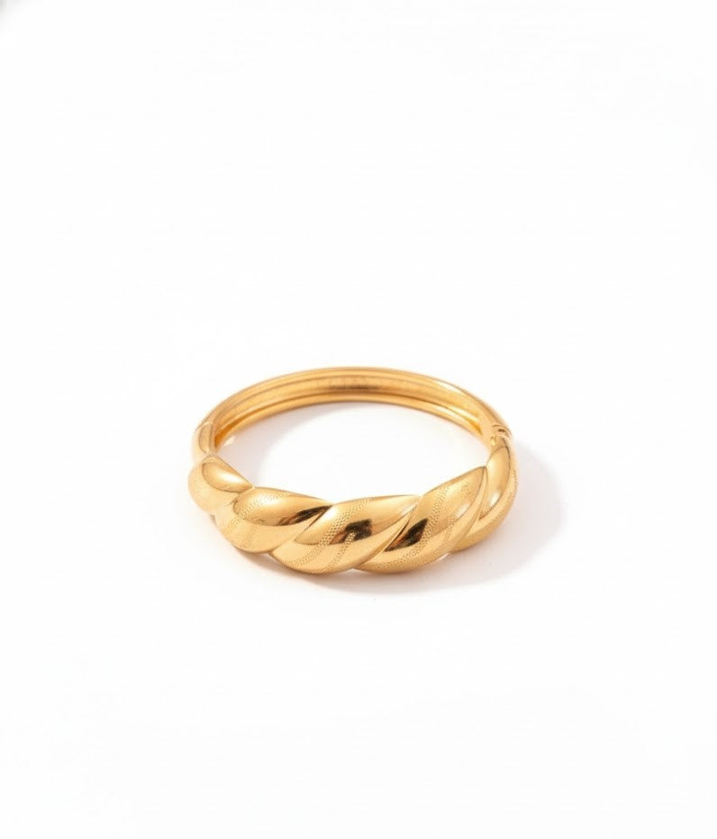 Surogya Anti-Tarnish Gold-Plated Twisted Ring | Chunky Rope Band for Women | Stacking Jewelry