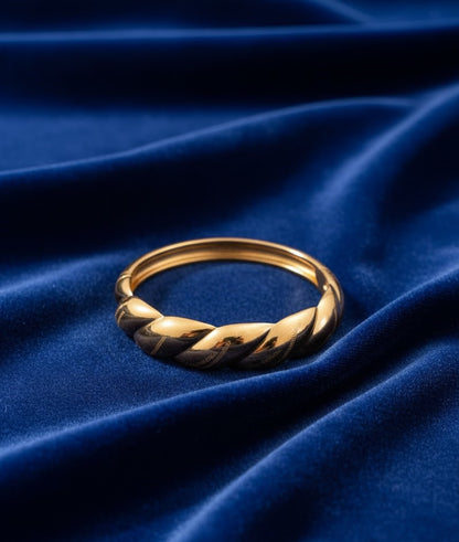 Surogya Anti-Tarnish Gold-Plated Twisted Ring | Chunky Rope Band for Women | Stacking Jewelry