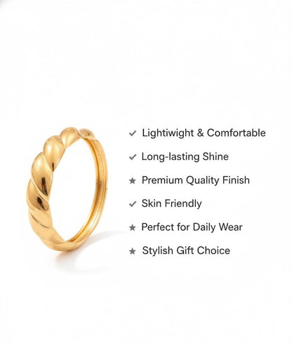 Surogya Anti-Tarnish Gold-Plated Twisted Ring | Chunky Rope Band for Women | Stacking Jewelry