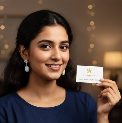 Whispers Ovals - Opal & Sterling Silver Leaf Drop Earrings by Surogya