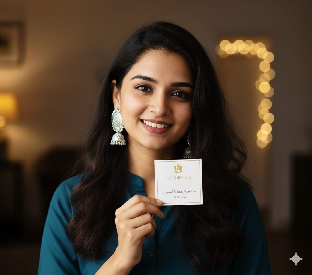 Eternal Bloom Oxidised Silver Jhumkas - Handcrafted Traditional Earrings