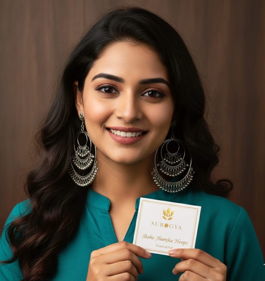 Oxidized Silver Boho Jhumka Hoops - Multi-Layered Danglers