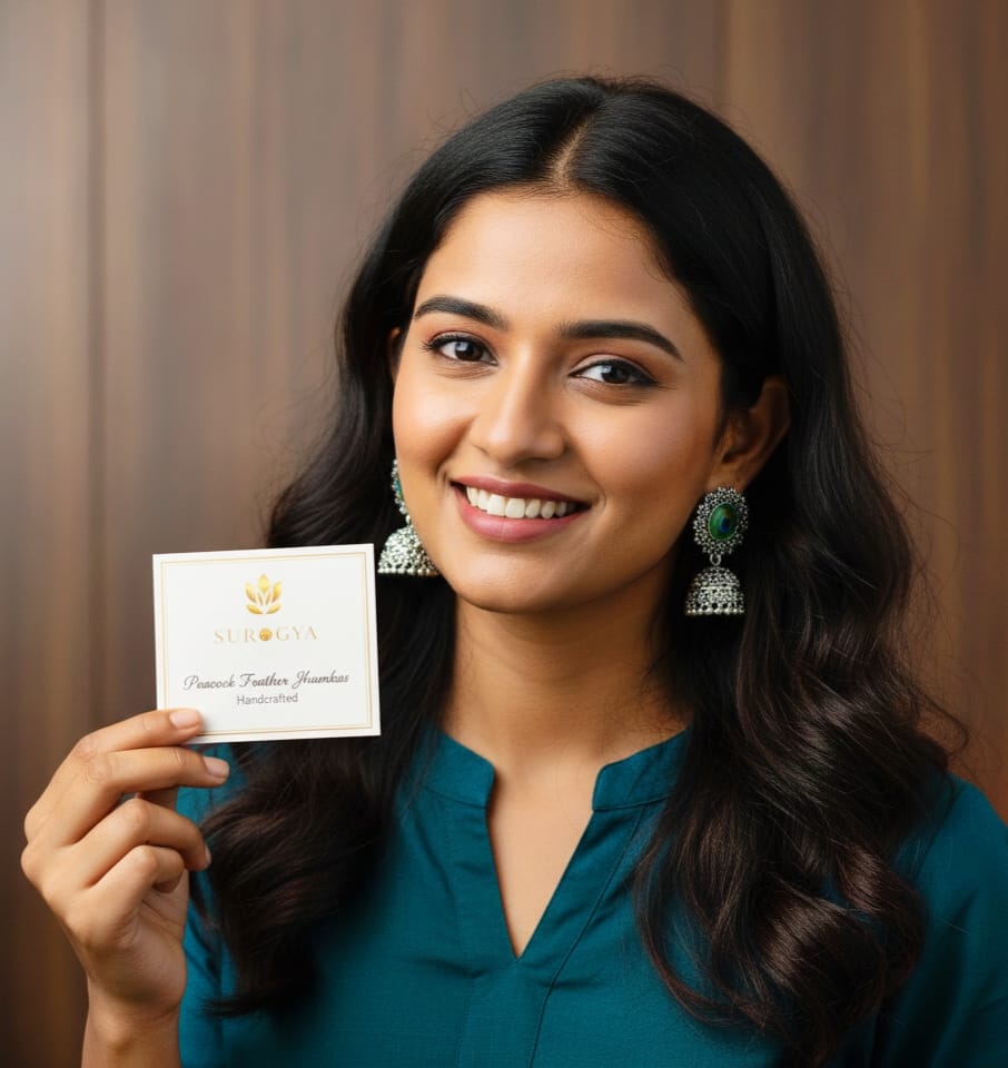 Handcrafted Oxidized Peacock Feather Jhumkas | Traditional Indian Bell Earrings