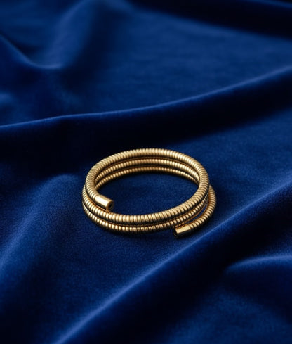 Surogya special Chunky Gold-Tone Coil Wrap Bracelet | Modern Spiral Statement Bangle