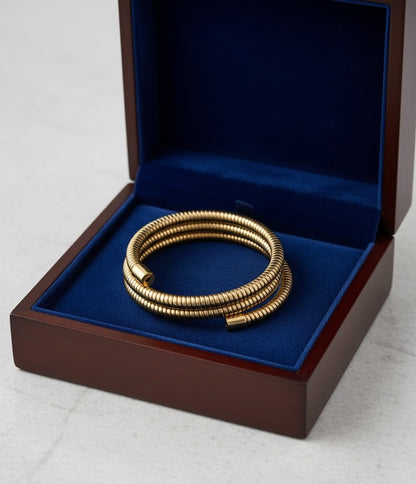 Surogya special Chunky Gold-Tone Coil Wrap Bracelet | Modern Spiral Statement Bangle