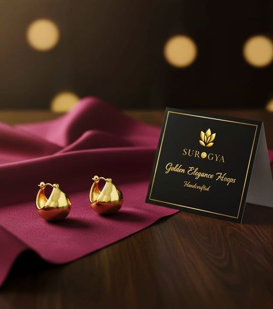 SURGYA Golden Elegance Hoops - Handcrafted Bold Gold Plated Earrings