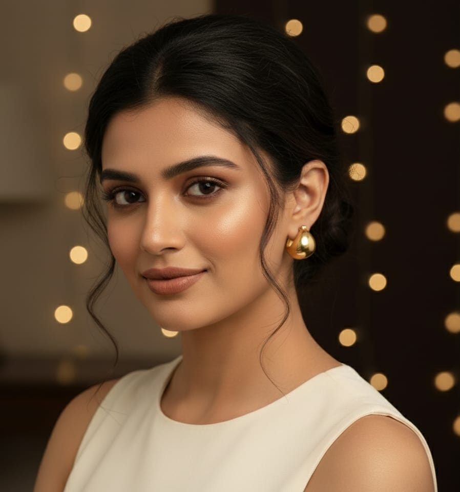 SURGYA Golden Elegance Hoops - Handcrafted Bold Gold Plated Earrings