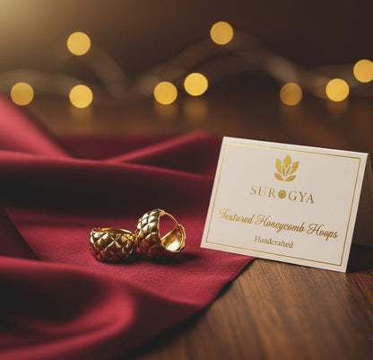 Elegant Anti-Tarnish Honeycomb Huggie Hoop Earrings by Surogya