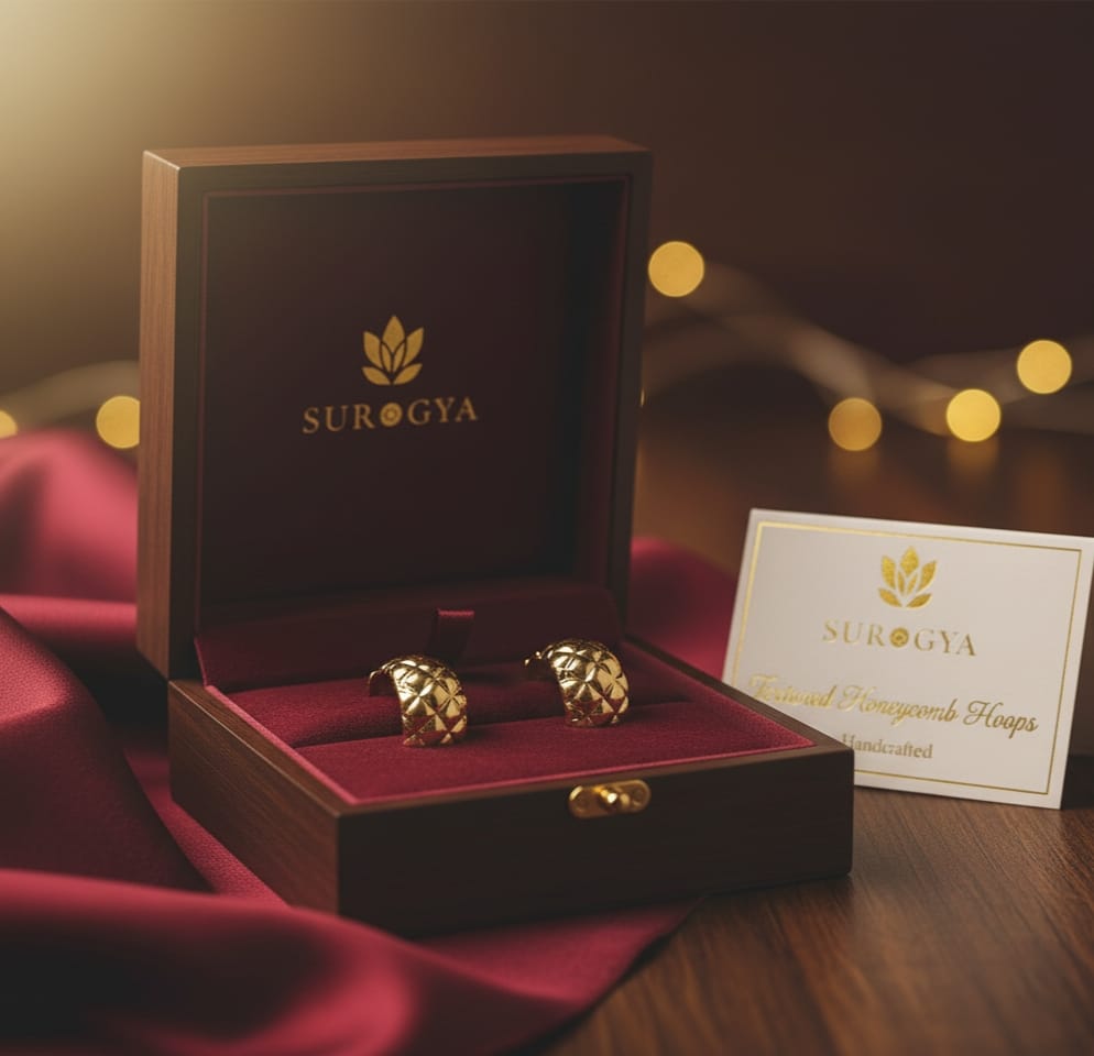 Elegant Anti-Tarnish Honeycomb Huggie Hoop Earrings by Surogya