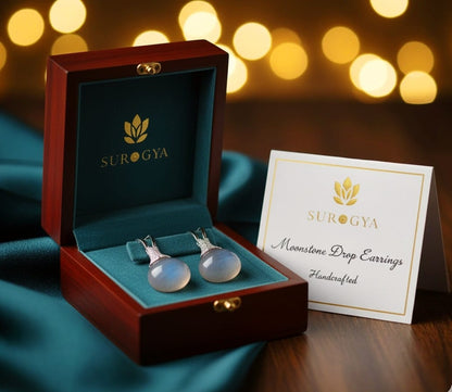 Surogya Moonstone & Pave Diamond Accent Drop Earrings
