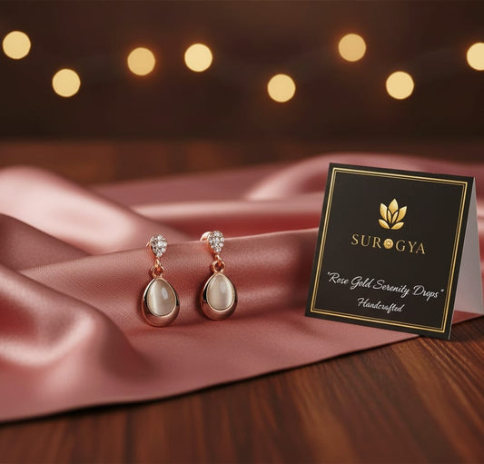 Rose Gold Plated Serenity Drops with Cat-Eye Stone and Sparkling Accents