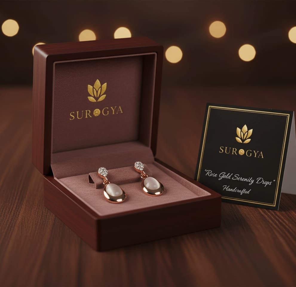 Rose Gold Plated Serenity Drops with Cat-Eye Stone and Sparkling Accents