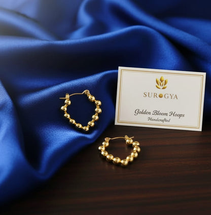 Golden Bloom Beaded Hoop Earrings