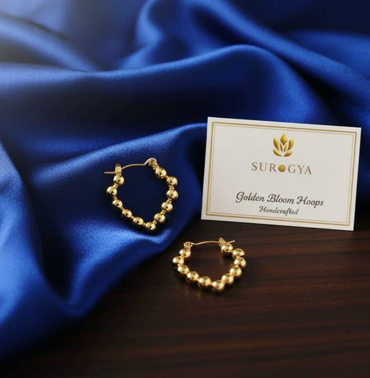 Golden Bloom Beaded Hoop Earrings