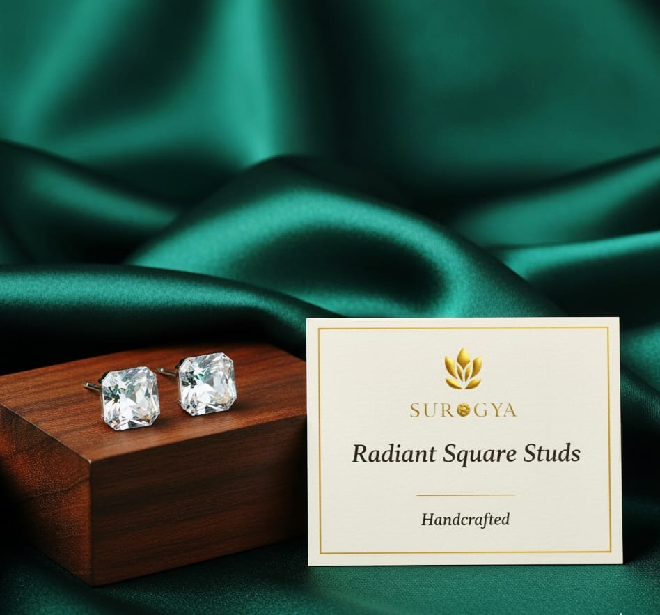 SURGYA Radiant Cushion-Cut/Square Stud Earrings