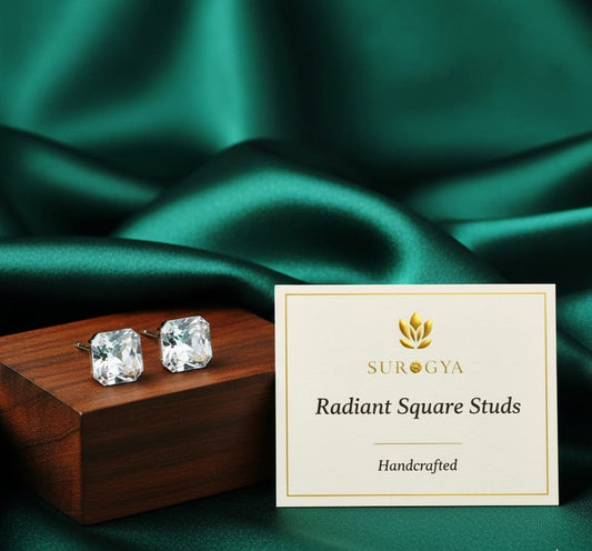 SURGYA Radiant Cushion-Cut/Square Stud Earrings