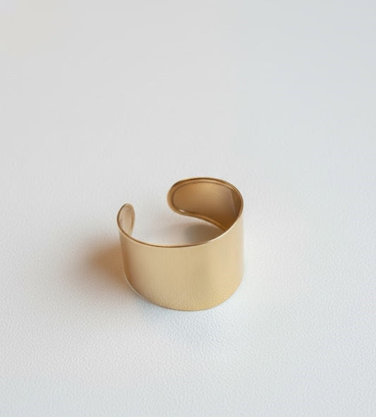 Sleek Minimalist Wide Gold Open Cuff Bracelet