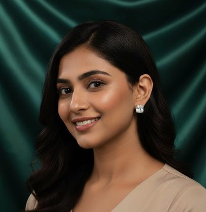 SURGYA Radiant Cushion-Cut/Square Stud Earrings