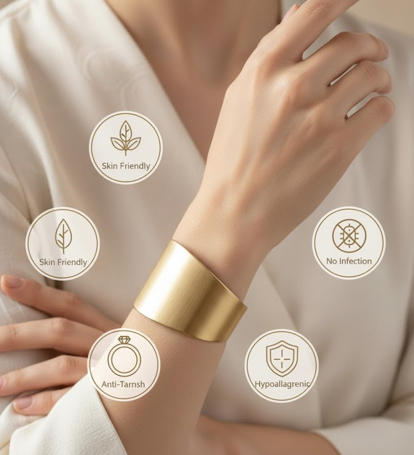 Sleek Minimalist Wide Gold Open Cuff Bracelet