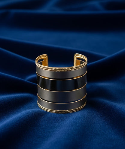 Two-Tone Gold Wide Cuff Bracelet for Women | Mixed Metal Open Bangle