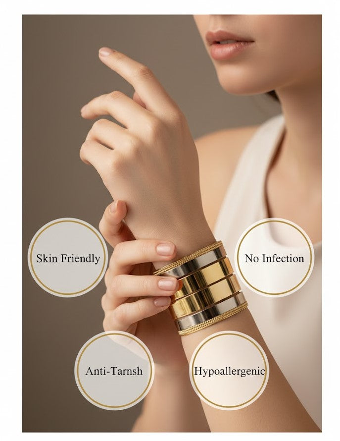 Two-Tone Gold Wide Cuff Bracelet for Women | Mixed Metal Open Bangle