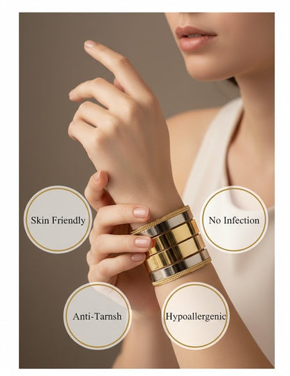 Two-Tone Gold Wide Cuff Bracelet for Women | Mixed Metal Open Bangle