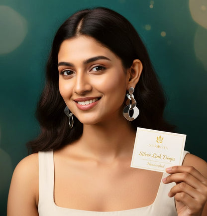 Surogya Contemporary Sterling Silver Dangle Earrings