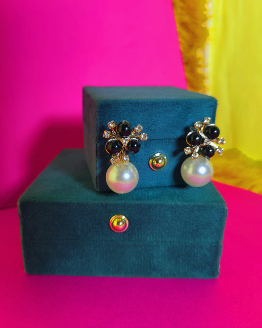 Surogya Black & White Pearl Unique Earrings for Parties and Office Wear