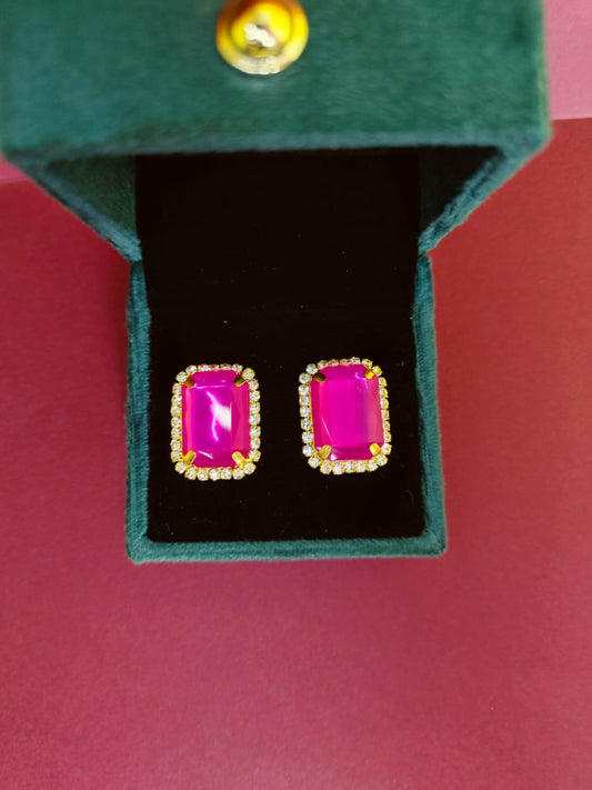 Surogya Lightweight Modern Pink Stud Earrings