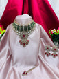 Royal Red & Green Kundan Bridal Necklace Set with Earrings & Maang Tikka