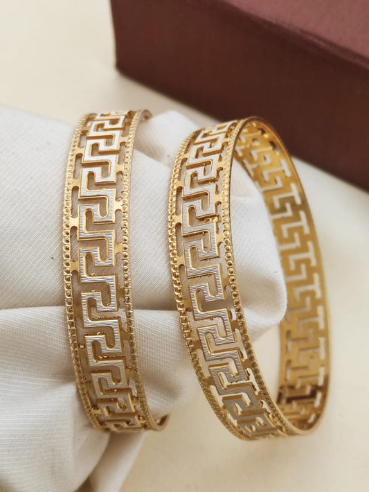 Surogya Traditional Gold Finish Bangles with Intricate Design