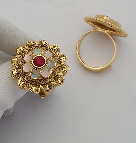Surogya Sparkling AD Stone Fancy Ring