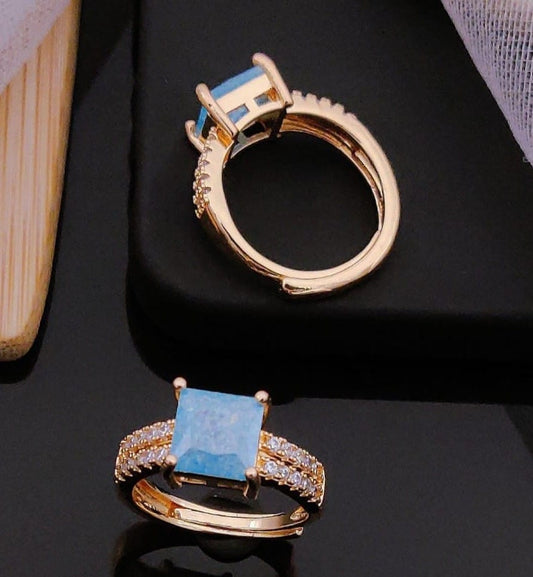 Fancy Stone Work Gold Plated Ring